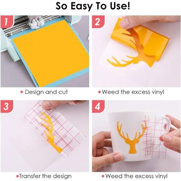 Permanent Vinyl for Cutting Machine-100 Pack 12 "x12 Adhesive Vinyl Sheets Set - Picture 4 of 8